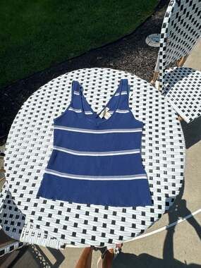 Happily Grey Striped Sweater Tank Top - Navy & White